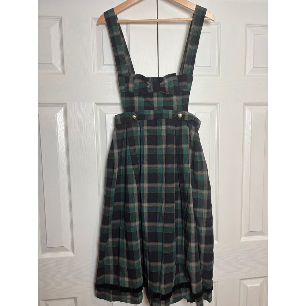 Magic of Utopia Oxford Lattice JSK Plaid Dress Classic Lolita Pinafore Green